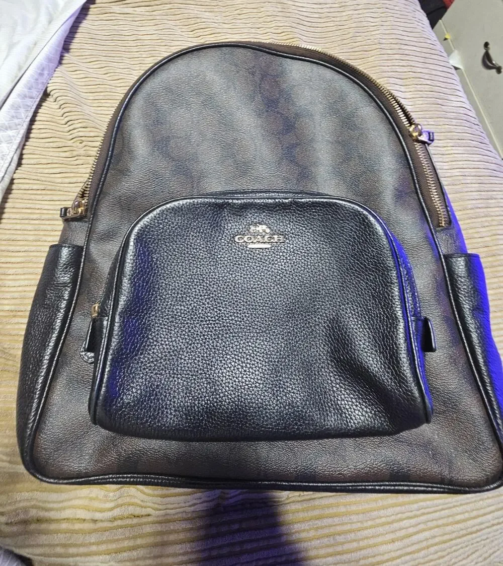 Coach Court C5671 Backpack in Signature Canvas Brown Black